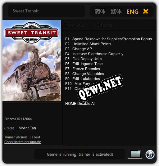 Sweet Transit: Читы, Трейнер +11 [MrAntiFan]