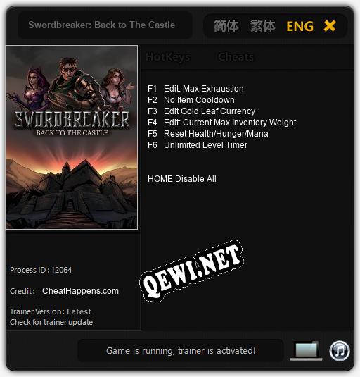 Swordbreaker: Back to The Castle: Трейнер +6 [v1.7]