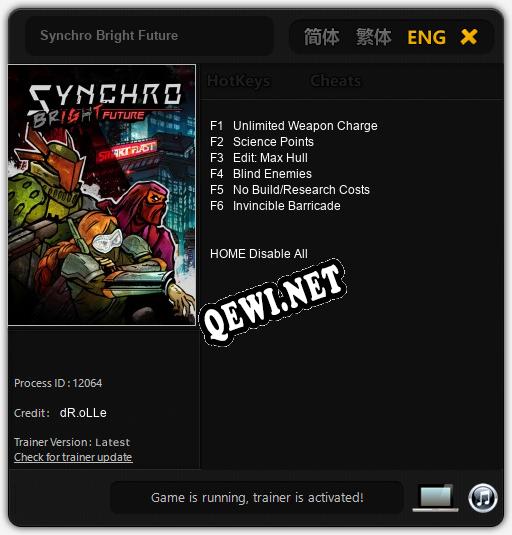 Трейнер для Synchro Bright Future [v1.0.8]