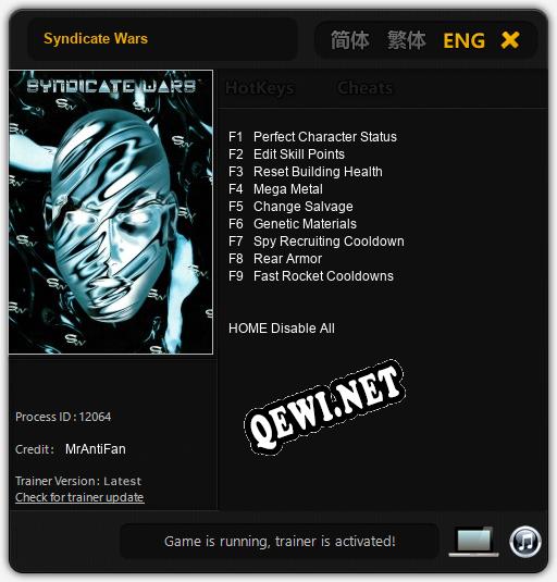 Трейнер для Syndicate Wars [v1.0.5]