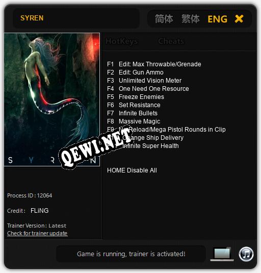 Трейнер для SYREN [v1.0.8]