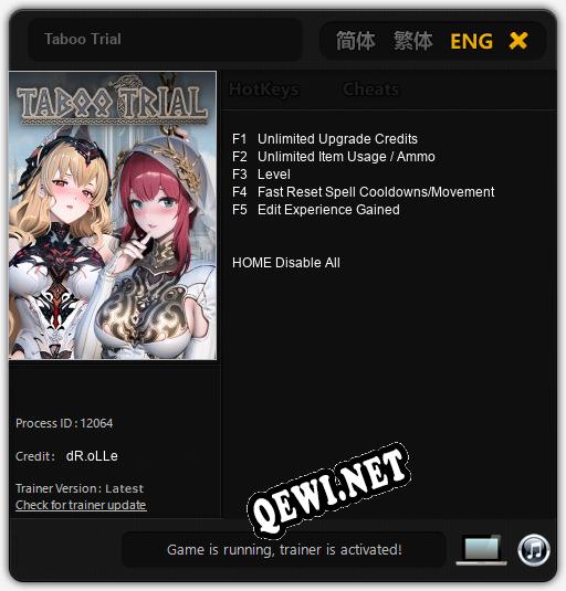 Трейнер для Taboo Trial [v1.0.8]