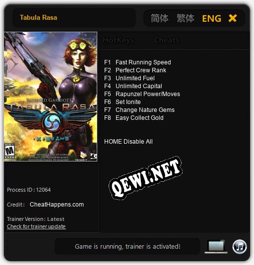 Трейнер для Tabula Rasa [v1.0.4]