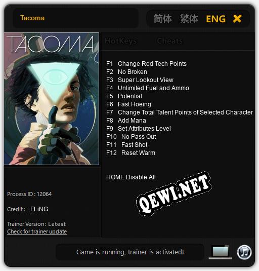 Tacoma: ТРЕЙНЕР И ЧИТЫ (V1.0.11)
