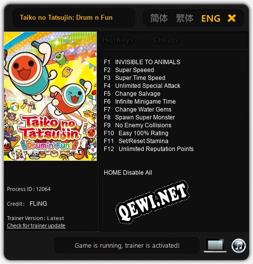 Трейнер для Taiko no Tatsujin: Drum n Fun [v1.0.7]