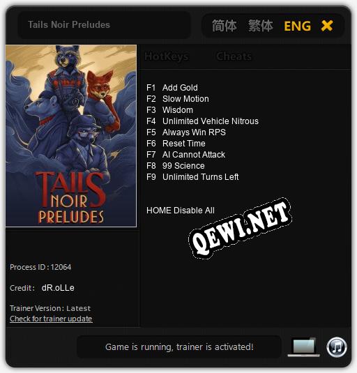 Tails Noir Preludes: ТРЕЙНЕР И ЧИТЫ (V1.0.86)