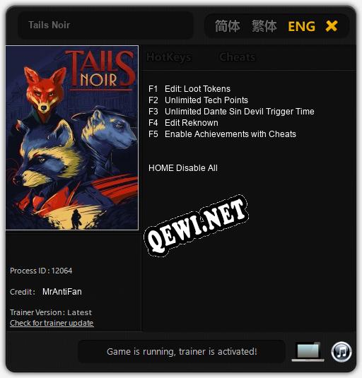 Tails Noir: Читы, Трейнер +5 [MrAntiFan]