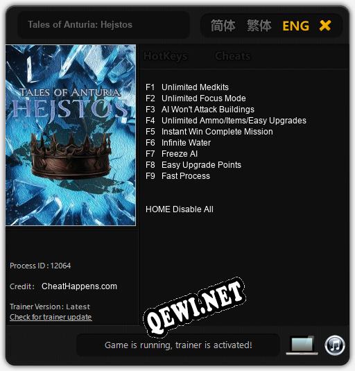 Трейнер для Tales of Anturia: Hejstos [v1.0.6]