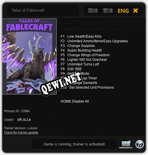 Tales of Fablecraft: ТРЕЙНЕР И ЧИТЫ (V1.0.2)