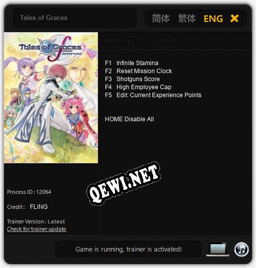 Трейнер для Tales of Graces [v1.0.1]