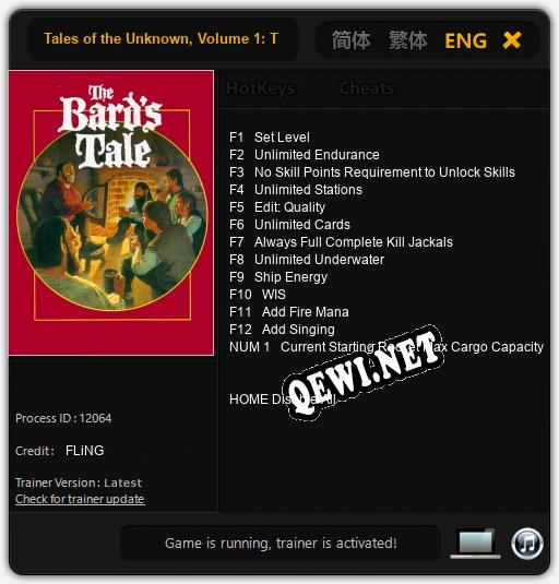 Трейнер для Tales of the Unknown, Volume 1: The Bards Tale [v1.0.2]