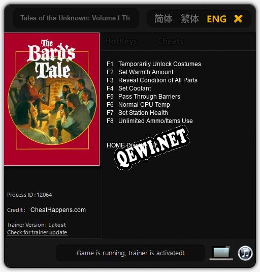 Tales of the Unknown: Volume I The Bards Tale: Трейнер +8 [v1.2]