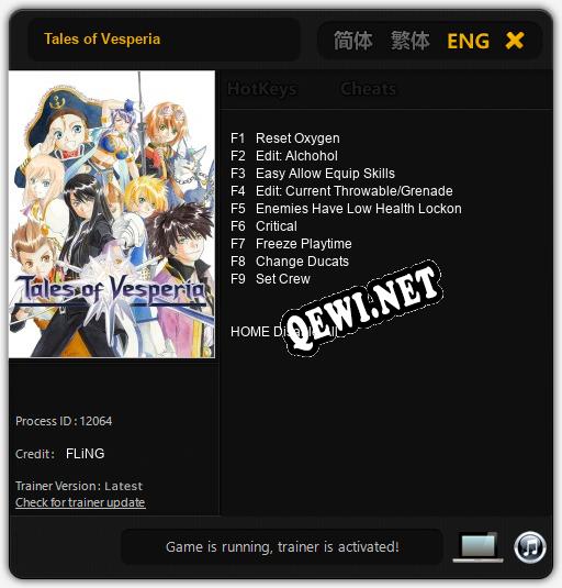 Tales of Vesperia: Трейнер +9 [v1.2]