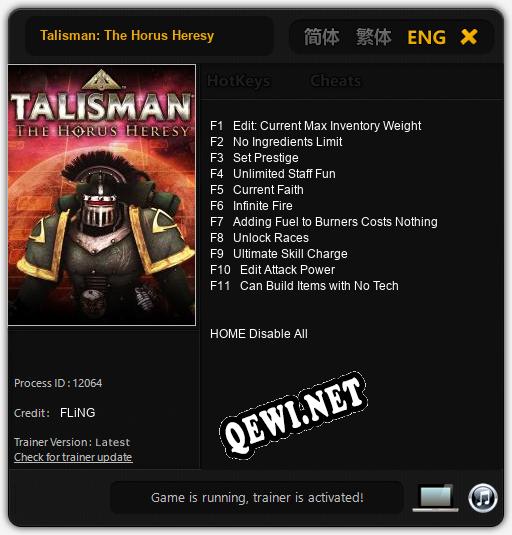 Talisman: The Horus Heresy: Трейнер +11 [v1.9]