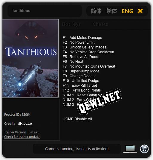 Трейнер для Tanthious [v1.0.4]