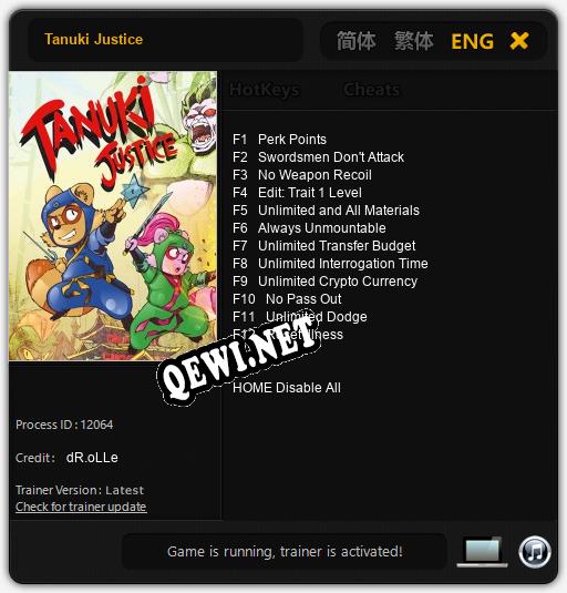 Tanuki Justice: Трейнер +12 [v1.2]