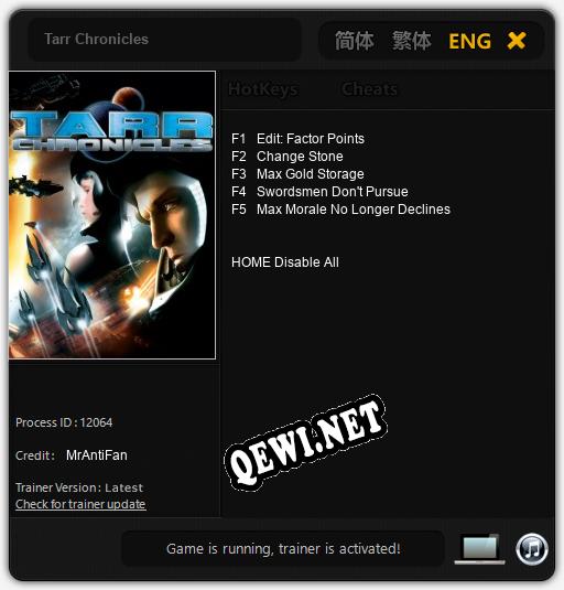 Tarr Chronicles: Трейнер +5 [v1.1]