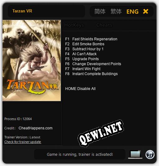 Tarzan VR: Трейнер +8 [v1.6]