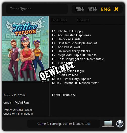 Tattoo Tycoon: Трейнер +14 [v1.9]