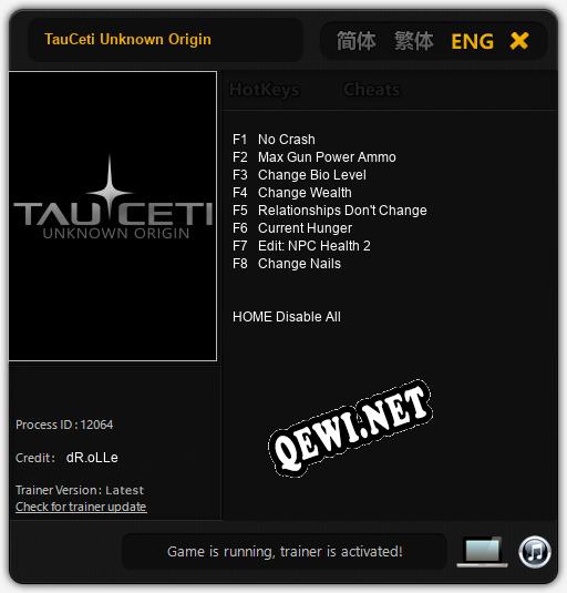 TauCeti Unknown Origin: Читы, Трейнер +8 [dR.oLLe]