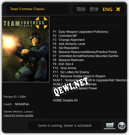 Team Fortress Classic: Трейнер +15 [v1.5]