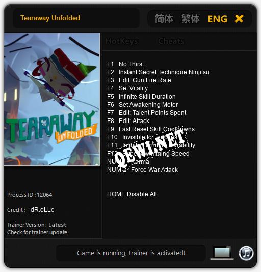 Tearaway Unfolded: Трейнер +14 [v1.2]