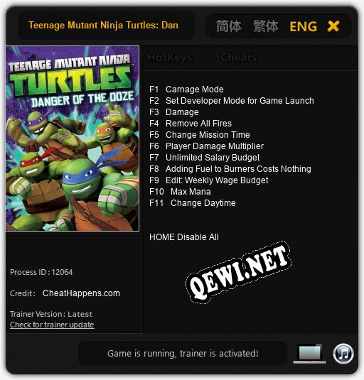 Teenage Mutant Ninja Turtles: Danger of the Ooze: Трейнер +11 [v1.3]