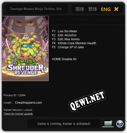 Teenage Mutant Ninja Turtles: Shredders Revenge: Читы, Трейнер +5 [CheatHappens.com]