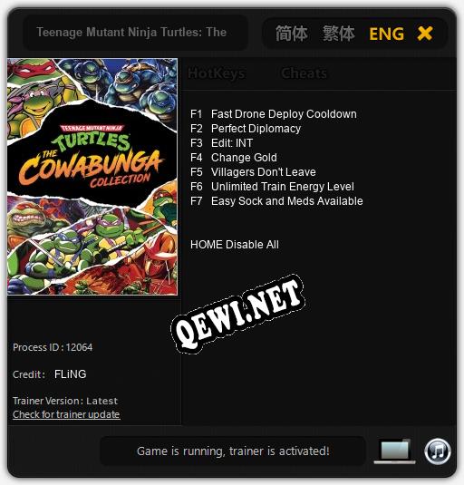 Трейнер для Teenage Mutant Ninja Turtles: The Cowabunga Collection [v1.0.5]