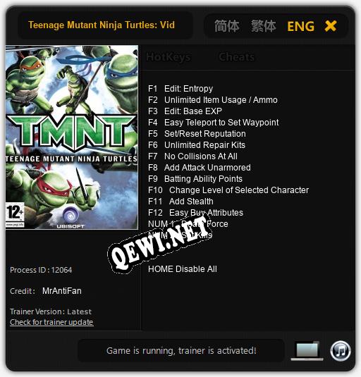 Teenage Mutant Ninja Turtles: Video Game: ТРЕЙНЕР И ЧИТЫ (V1.0.21)