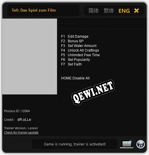 Tell: Das Spiel zum Film: ТРЕЙНЕР И ЧИТЫ (V1.0.97)