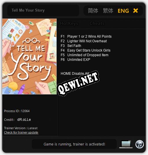 Tell Me Your Story: ТРЕЙНЕР И ЧИТЫ (V1.0.20)