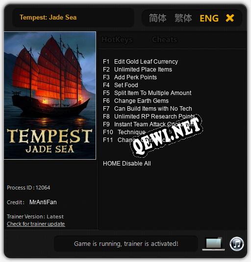 Tempest: Jade Sea: Трейнер +11 [v1.9]