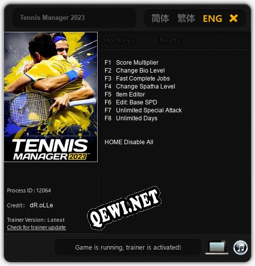 Трейнер для Tennis Manager 2023 [v1.0.5]