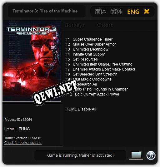 Трейнер для Terminator 3: Rise of the Machines [v1.0.1]