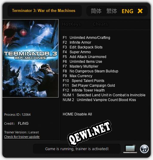 Terminator 3: War of the Machines: Трейнер +14 [v1.1]