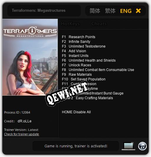 Terraformers: Megastructures: ТРЕЙНЕР И ЧИТЫ (V1.0.65)