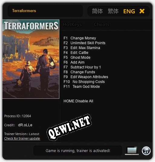 Terraformers: ТРЕЙНЕР И ЧИТЫ (V1.0.2)