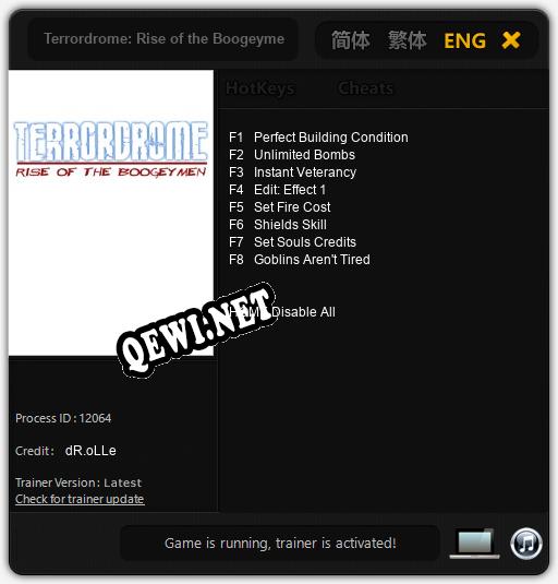 Terrordrome: Rise of the Boogeymen: ТРЕЙНЕР И ЧИТЫ (V1.0.23)