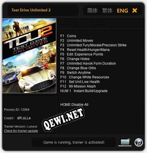 Test Drive Unlimited 2: Читы, Трейнер +13 [dR.oLLe]