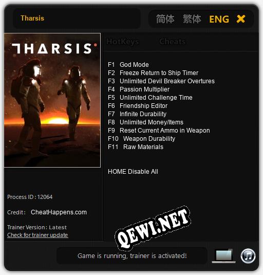 Tharsis: ТРЕЙНЕР И ЧИТЫ (V1.0.21)