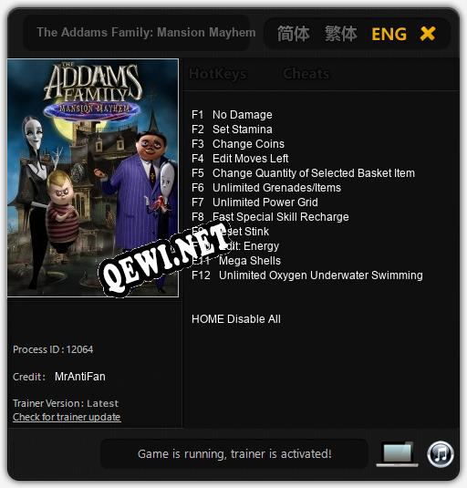 Трейнер для The Addams Family: Mansion Mayhem [v1.0.2]