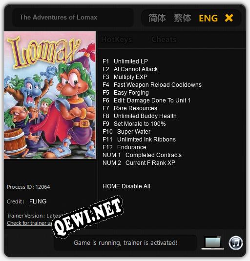 The Adventures of Lomax: Читы, Трейнер +14 [FLiNG]