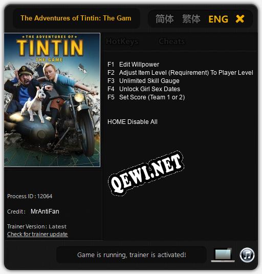 The Adventures of Tintin: The Game: ТРЕЙНЕР И ЧИТЫ (V1.0.56)