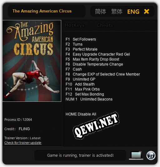 The Amazing American Circus: ТРЕЙНЕР И ЧИТЫ (V1.0.37)