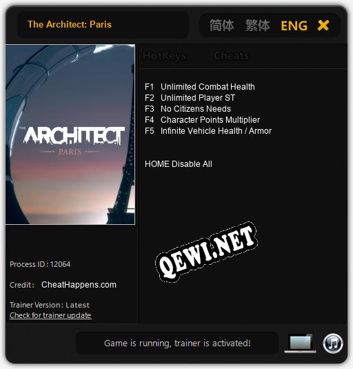 Трейнер для The Architect: Paris [v1.0.4]