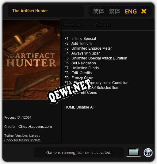 Трейнер для The Artifact Hunter [v1.0.4]