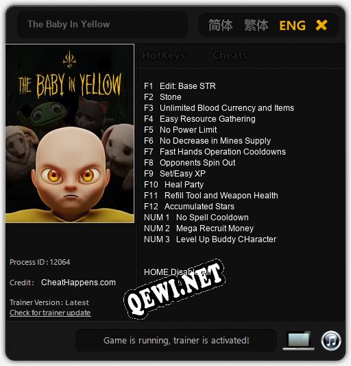 Трейнер для The Baby In Yellow [v1.0.8]