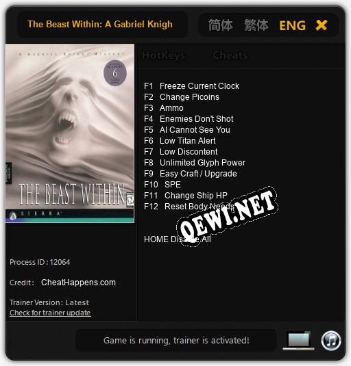 The Beast Within: A Gabriel Knight Mystery: Читы, Трейнер +12 [CheatHappens.com]