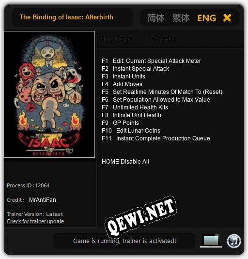 Трейнер для The Binding of Isaac: Afterbirth [v1.0.5]